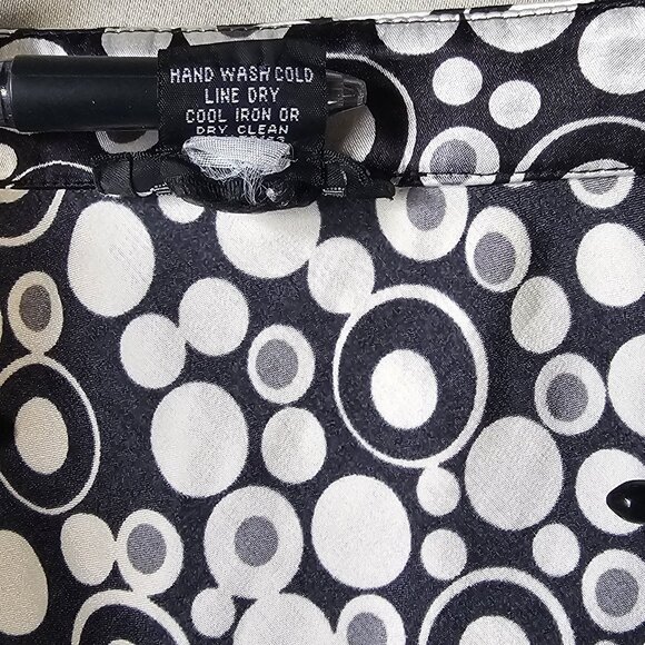 Spence Satin Sleeveless Geometric Circle Blouse Black/White/Grey   Size L - Picture 5 of 6